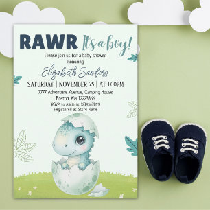 Invitación Rawr It’s a Boy Dinosaur Baby Shower Invitation