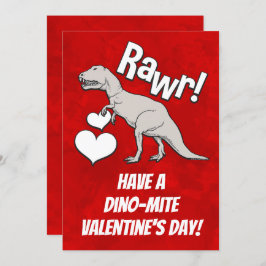 Invitación Rawr Tyrannosaurus T Rex El día de San Valentín Ki