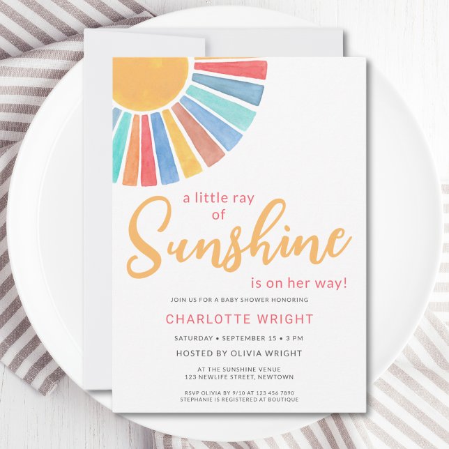 Invitación Ray De Sunshine Chica Baby Shower (Subido por el creador)