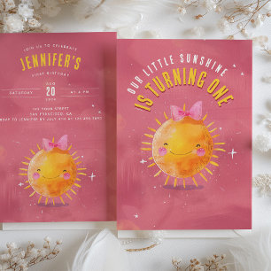 Invitación Ray of Joy - Sunshine First Birday Party