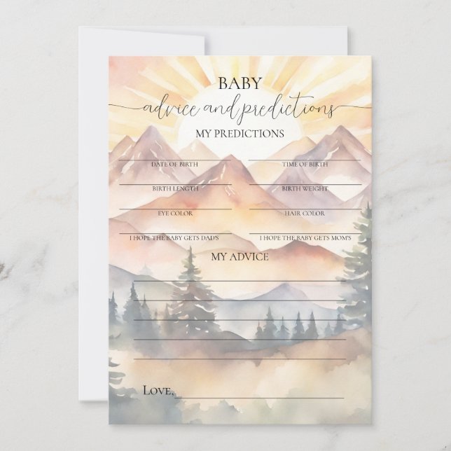 Invitación Ray of Sunshine Baby Advice & Predictions Card (Anverso)