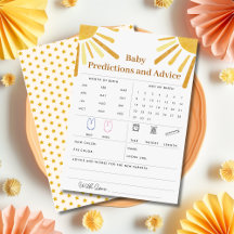 Ray of Sunshine Baby Predictions & Advances Card