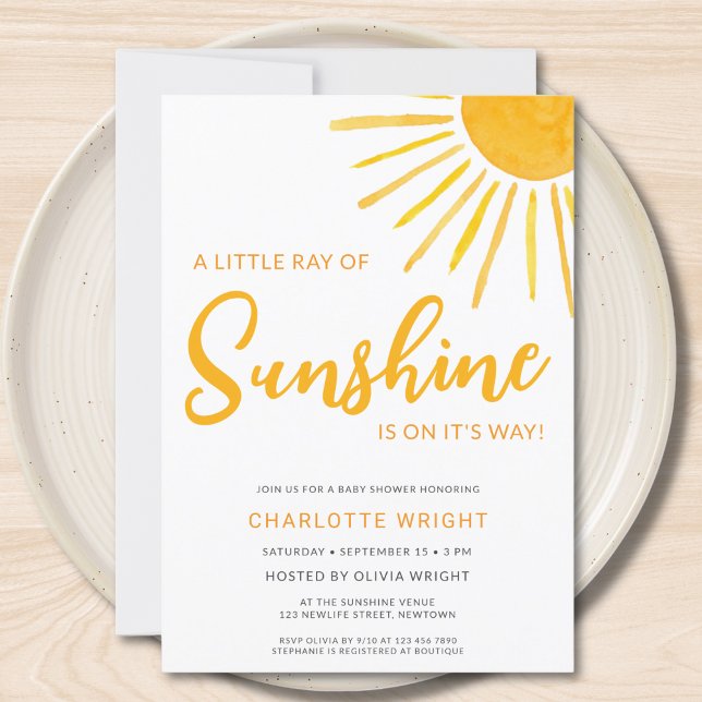 Invitación Ray Of Sunshine Gender-Neutral Baby Shower (Subido por el creador)