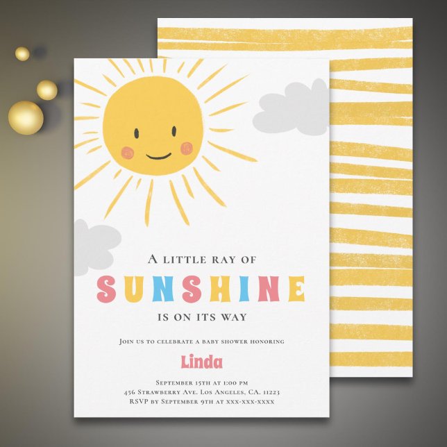 Invitación Ray of Sunshine Neutral Baby Shower (Subido por el creador)