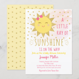 Invitación Ray Of Sunshine Pink & Gold Baby Shower