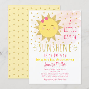 Invitación Ray Of Sunshine Pink & Gold Baby Shower