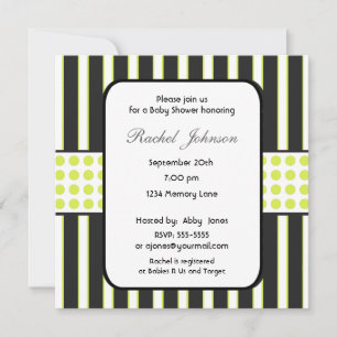 Invitación Raya blanco y negro y verde Baby Shower Invit