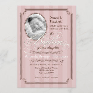 Invitación rayada del bautismo (palidezca - el