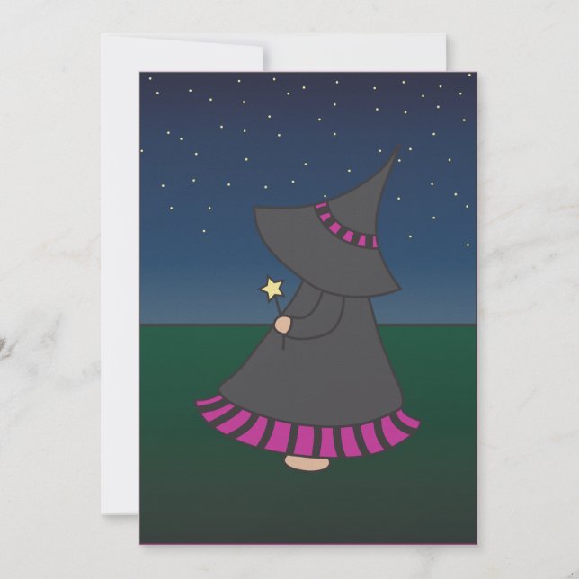 Invitación rayada del cumpleaños de Witchy Wendy (Anverso)