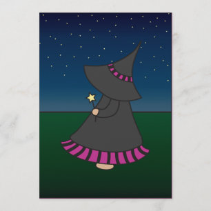 Invitación rayada del cumpleaños de Witchy Wendy