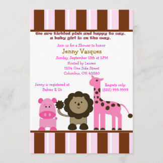 Invitación rayada del safari del chica