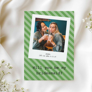 Invitación Rayada Verde "¿Serás Mi Noviaria?" Foto