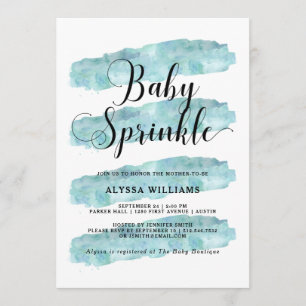 Invitación Rayas abstractas azules   Espoleta de bebé acuarel