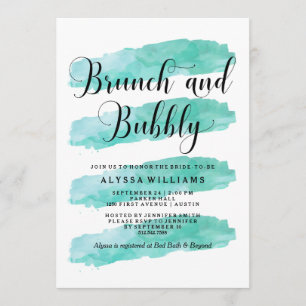 Invitación Rayas abstractas turquesas   Brunch y Bubbly
