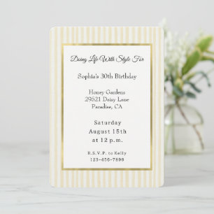 Invitación Rayas Amarillas Chic Cumpleaños