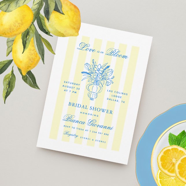 Invitación Rayas amarillas de mano de ducha de novia italiana (Subido por el creador)