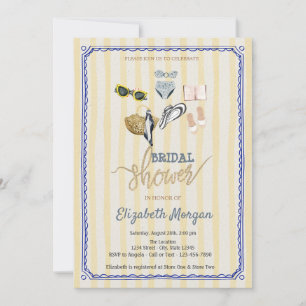 Invitación Rayas Amarillas Despedida de Soltera Playa Tropica