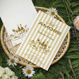 Invitación Rayas Amarillas Eso es Amore Despedida de Soltera