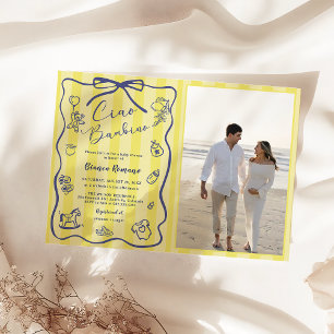 Invitación Rayas amarillas Foto de Ciao Bambino con tema ital