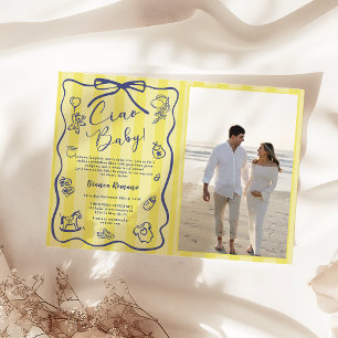 Invitación Rayas amarillas Italian Ciao Baby Shower Foto