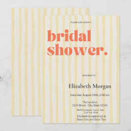 Invitación Rayas amarillas retro Sencilla ducha de novia