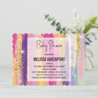 Rayas arcoiris con Baby Shower Purpurina de oro fa
