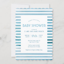 Rayas azul de color de agua Baby Shower simple