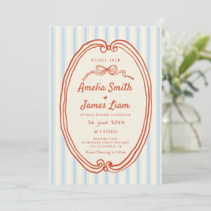 Invitación Rayas azul dibujadas a mano boda quirky