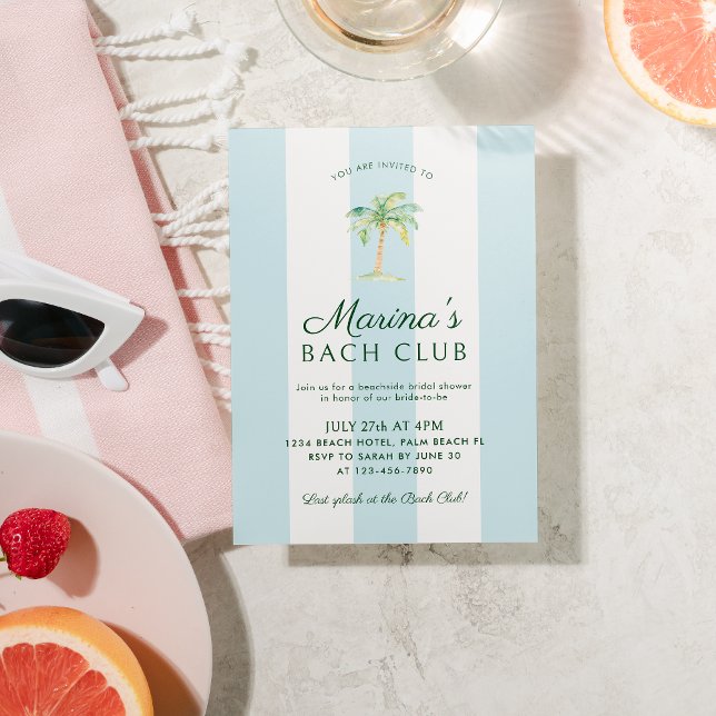 Invitación Rayas Azules Palm Beach Bach Club Despedida de Sol (Subido por el creador)