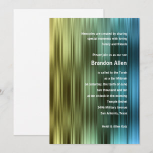 Invitación Rayas azulverdes del oro de Mitzvah de la barra