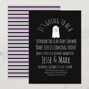 Invitación Rayas Baby Shower Ghoul Cute Modern