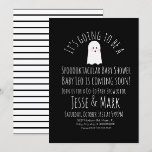 Invitación Rayas Baby Shower Ghoul Cute Modern