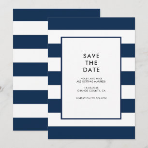 Invitación Rayas Blancas de la Marina Chic Simple Moderno Min