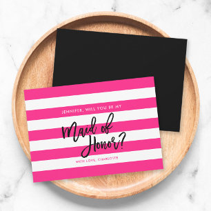 Invitación Rayas blancas rosadas serás mi empleada de honor