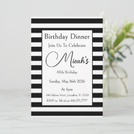 Invitación Rayas Blancas y Negras Moderno Elegante De moda Mi