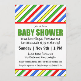Invitación Rayas brillantes Colores primarios Baby Shower