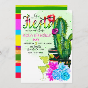 Invitación Rayas brillantes Fiesta Cactus & Succulum Fiesta