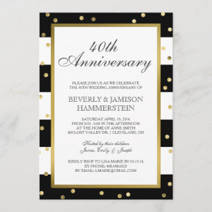 Invitación Rayas Brillantes   Fiesta de Aniversario de Bodas 
