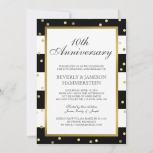 Invitación Rayas Brillantes   Fiesta de Aniversario de Bodas 