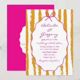 Invitación Rayas Caprichosas Pintadas a Mano Bodas