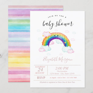 Invitación Rayas coloreadas de color de agua Arcoiris Baby Sh