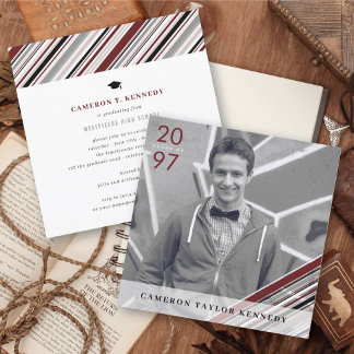 Invitación Rayas de Alfiler Clásicas Modernas Foto Fiesta de