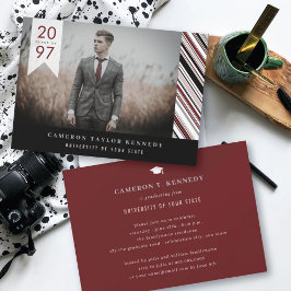 Invitación Rayas de Alfiler Clásicas Modernas Foto Fiesta de