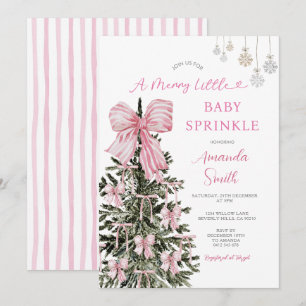 Invitación Rayas de Baby Shower de Navidad Rosa