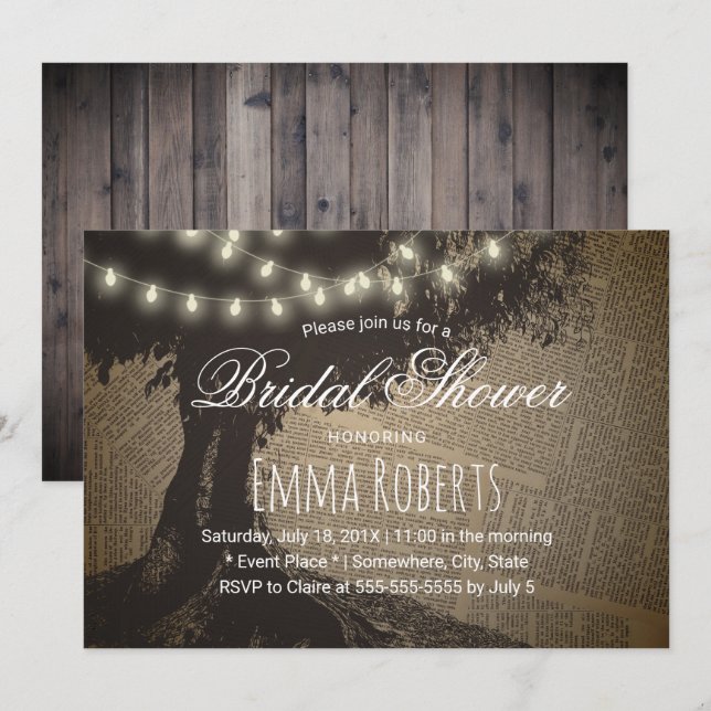 Invitación Rayas de cadena Árbol de época Vieja página Ducha  (Anverso / Reverso)