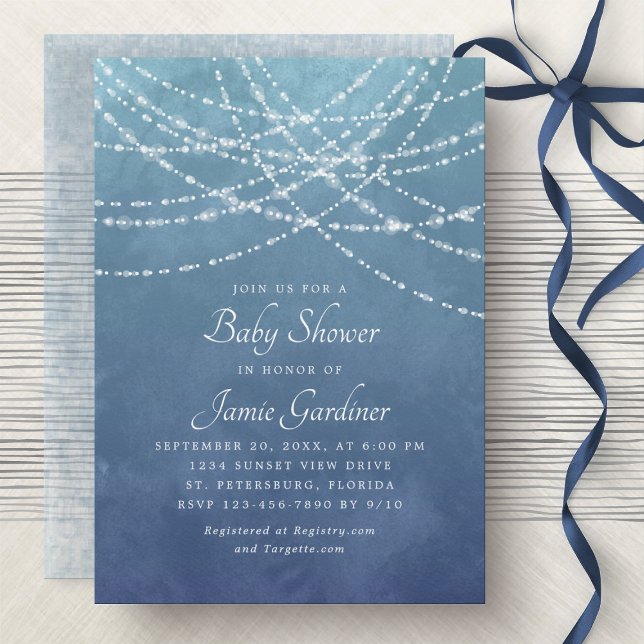 Invitación Rayas de cadena Dusty Blue Boy Baby Shower (Subido por el creador)