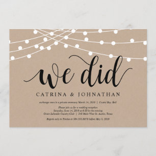 Invitación Rayas de cadena Kraft, fuente negra, elemento Boda