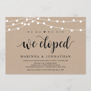 Invitación Rayas de cadena Kraft, fuente negra, elemento Boda