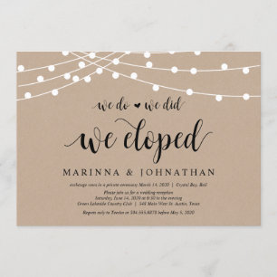 Invitación Rayas de cadena Kraft, fuente negra, elemento Boda