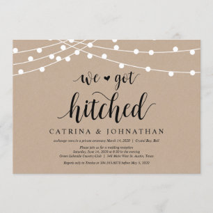 Invitación Rayas de cadena Kraft, fuente negra, elemento Boda